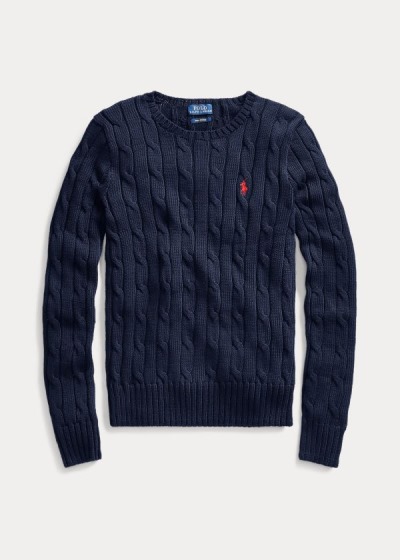 Polo Ralph Lauren Cable-Knit Cotton Striktrøje Dame Danmark (YUOMB1857)